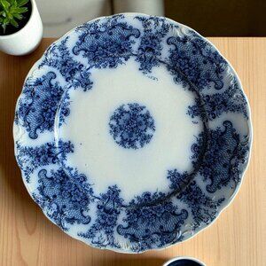 WALDORF BLUE FLOW Vintage 9" Pottery Cobalt Blue Pattern Plate from England
